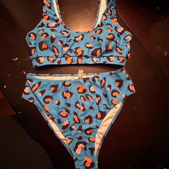 Women's Leopard Print Swimsuits High Waisted Bikini Set 2 Piece Bathing Suits - Picture 5 of 6